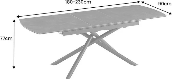 Masa extensibila, Ceramica Grafit, MIKADO 180-230cm A-46496 VC