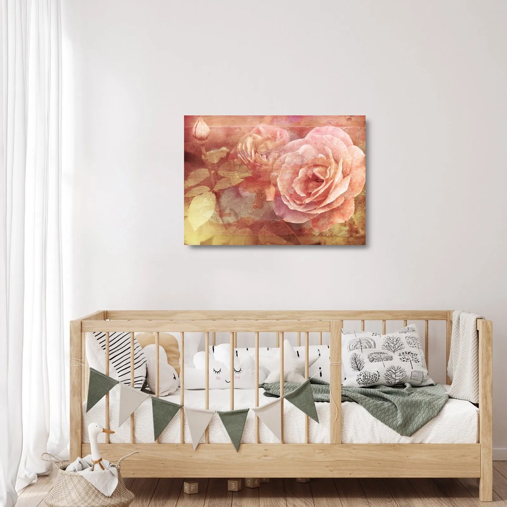 Tablou pe sticlă cu trandafir (70x50 cm)