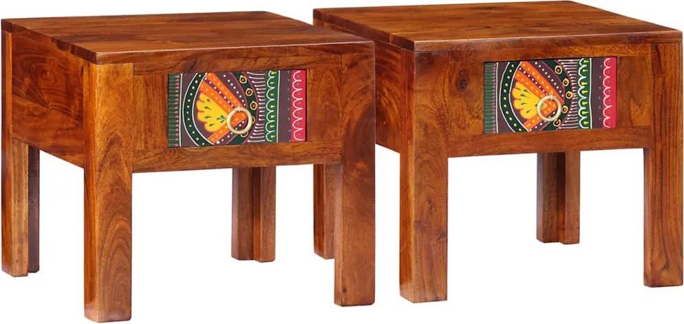 vidaXL Noptiera 2 buc 40x40x36 cm lemn masiv de salcam