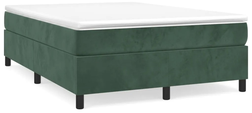 3144678 vidaXL Pat box spring cu saltea, verde închis, 140x190 cm, catifea