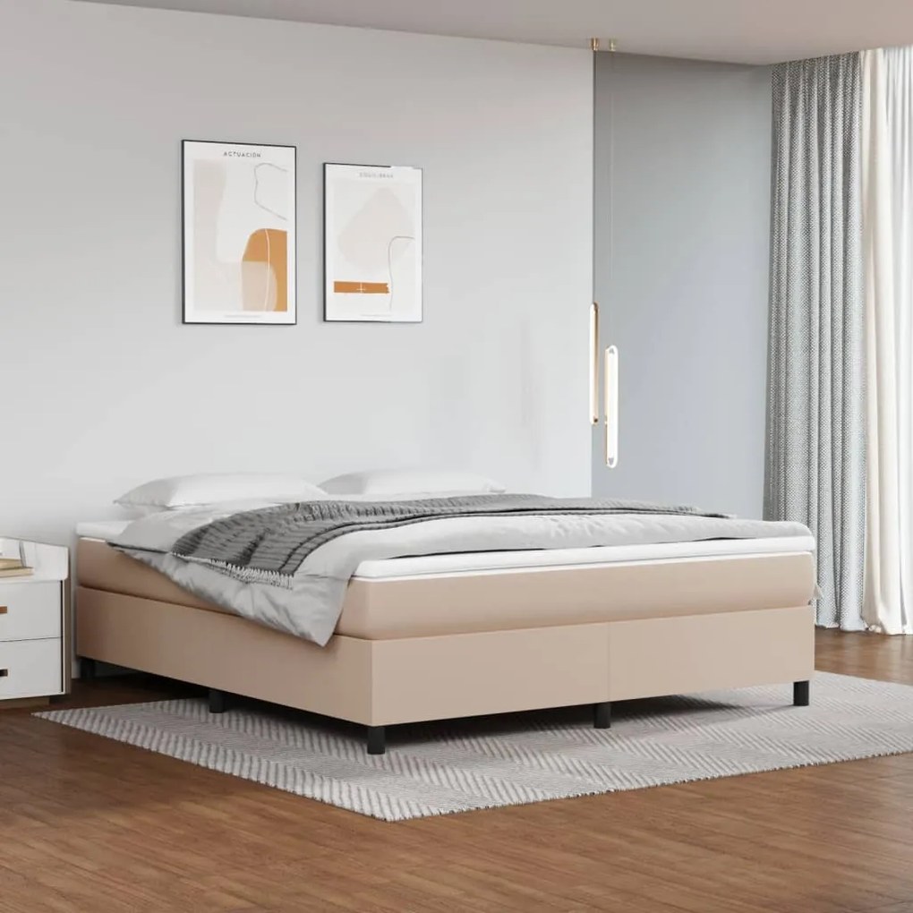 3121064 vidaXL Cadru de pat box spring, cappuccino, 180x200cm, piele ecologică