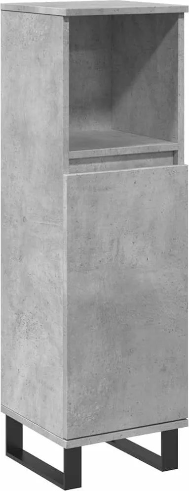 vidaXL Dulap de baie, gri beton, 30x30x100 cm, lemn prelucrat
