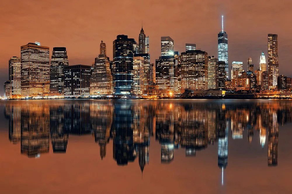 Fototapet reflexie a Manhattanului în apă