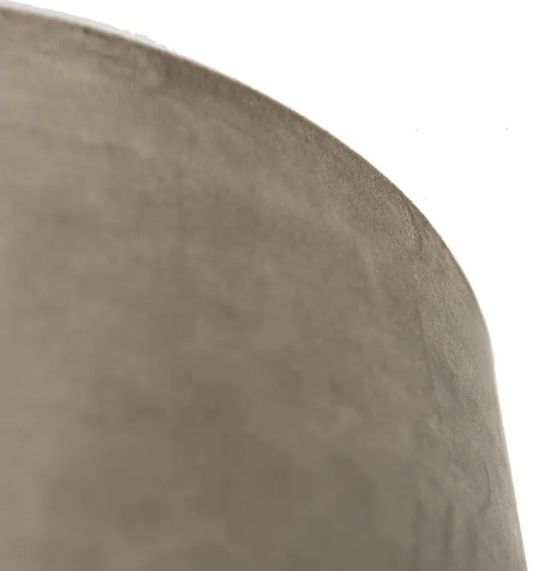 Abajur din catifea taupe 35/35/20 cu interior auriu