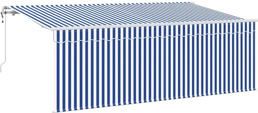 vidaXL Cortina Retractabilă Albastru și Alb 400 x 200 cm