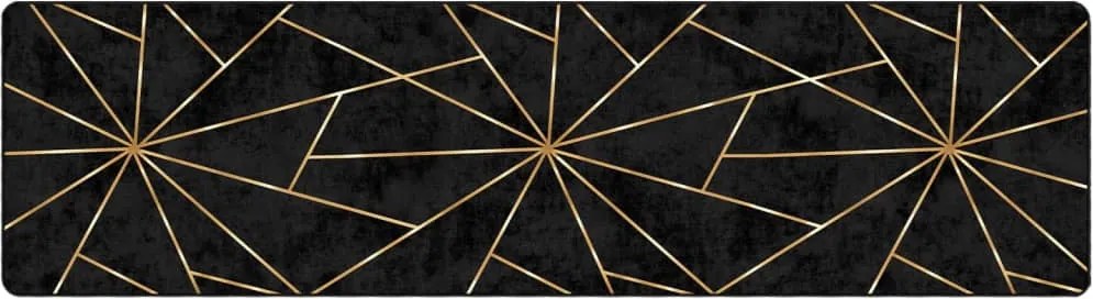 vidaXL Covor lavabil, negru și auriu, 80x300 cm