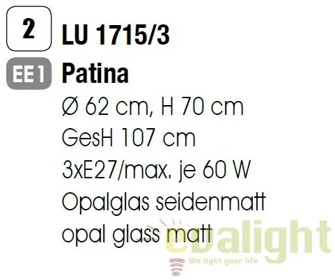 Candelabru stil clasic cu 3 brate Vego LU 1715/3 Patina OR