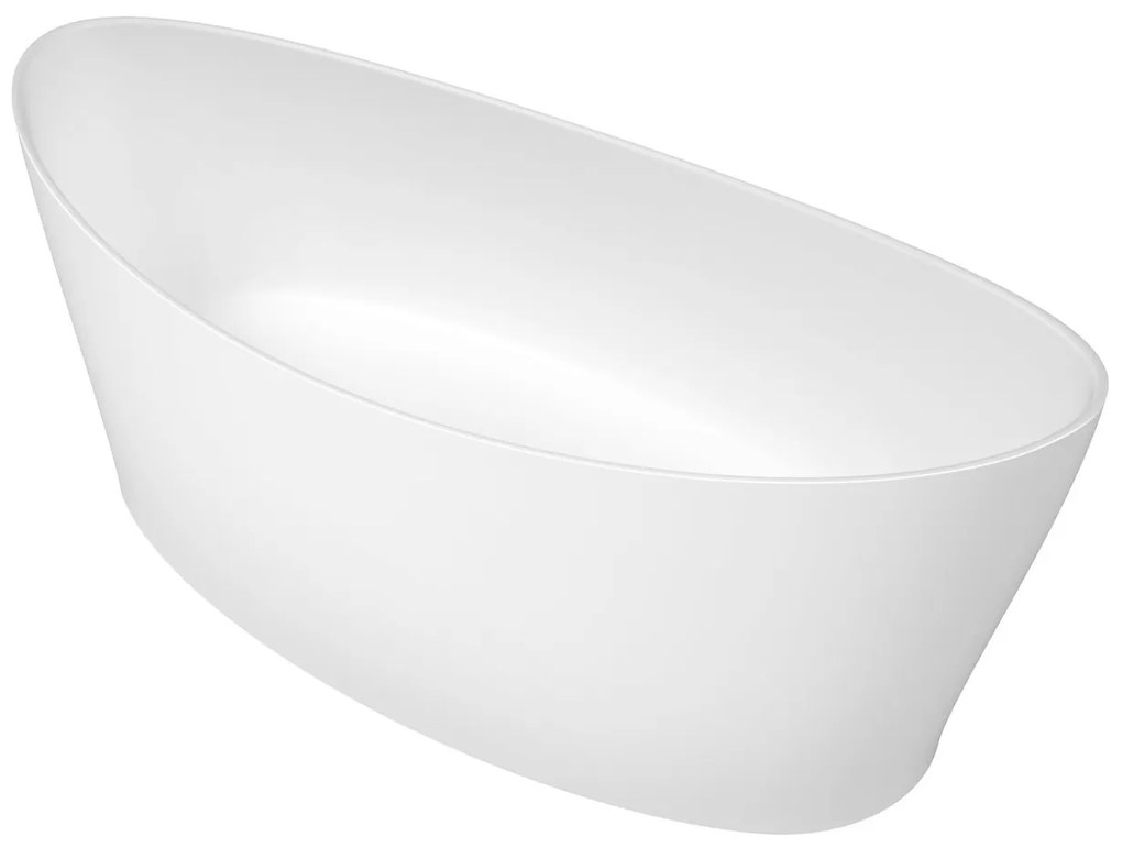Cada baie freestanding ovala, compozit, 160 x 71 cm, Foglia Wave