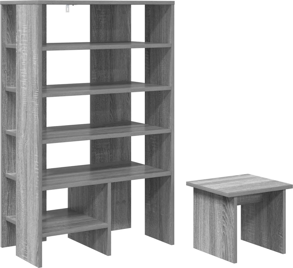 vidaXL Dulap pentru pantofi cu raft 2 pcs Gri Sonoma Lemn compozit