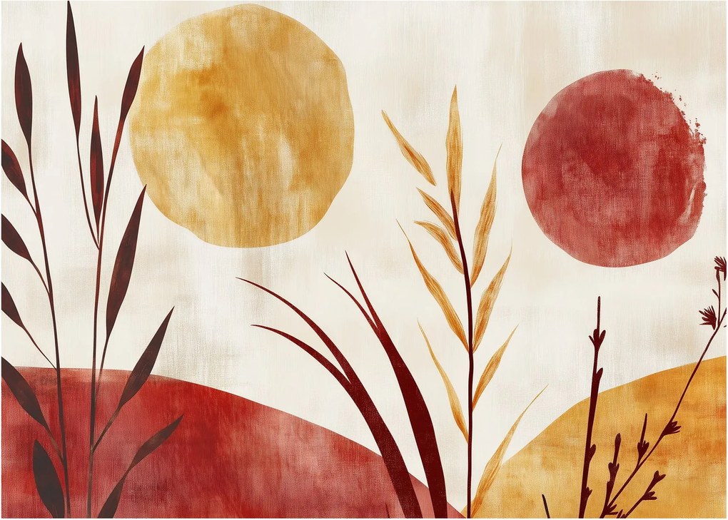 Tablou - Plante și cercuri (70x50 cm)