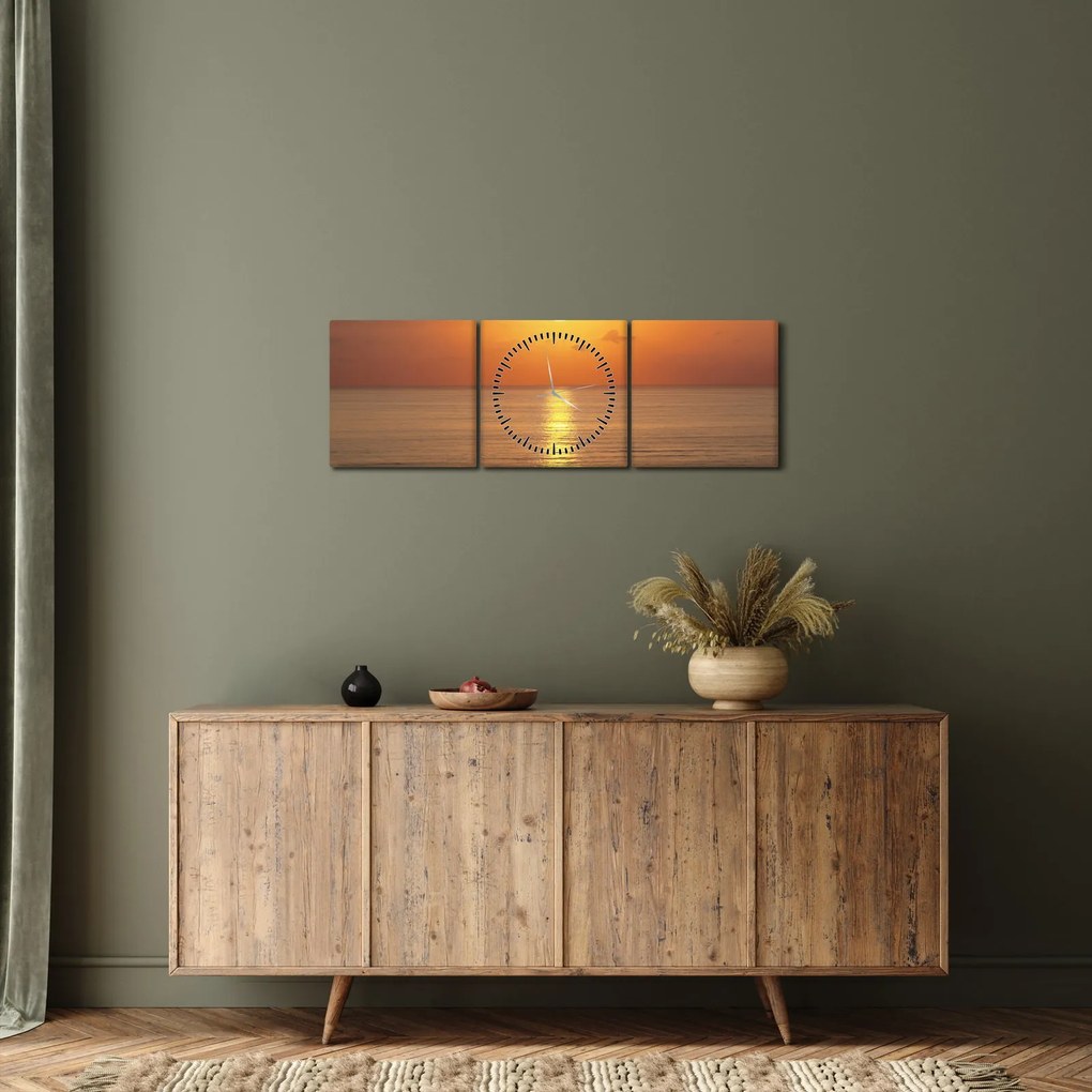 Tablou - Apus de soare peste ocean (cu ceas) (90x30 cm)
