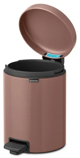 Cos de gunoi cu pedala Brabantia NewIcon 1008841, 5 L, Inchidere lina, Baza antiderapanta, Finisaj satinat, Maro