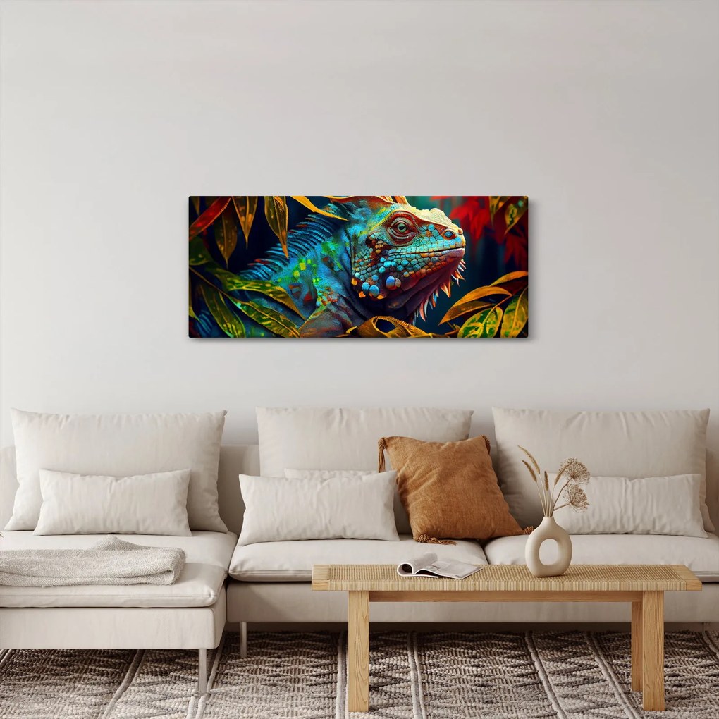 Tablou - Iguana colorată (120x50 cm)