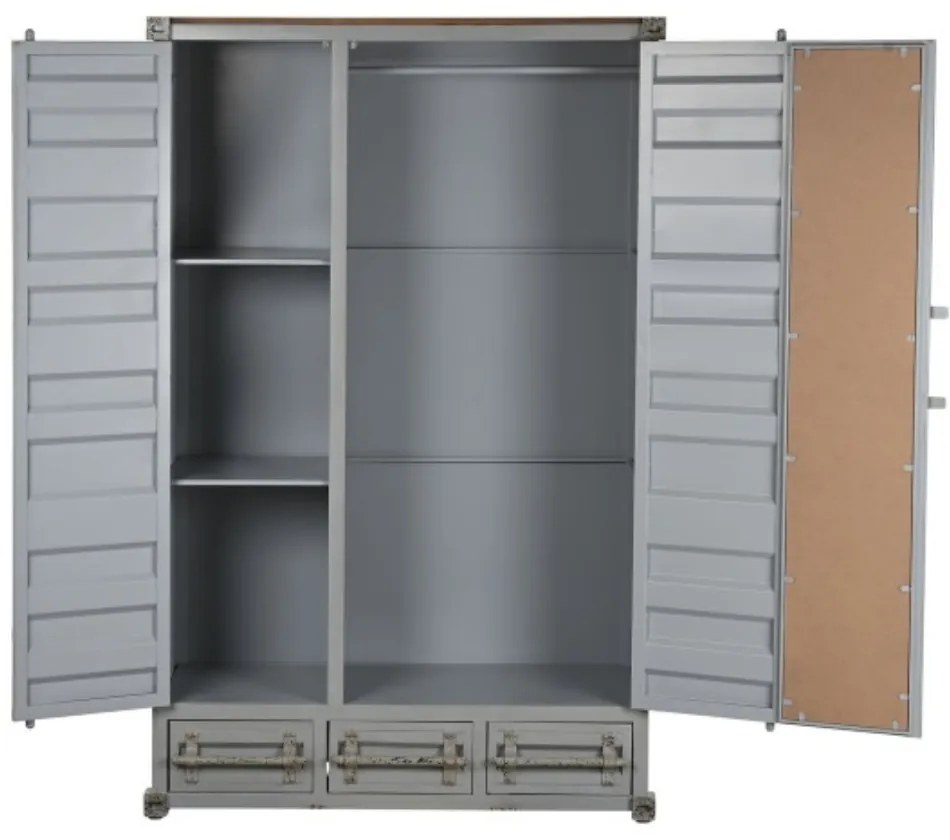 Dulap gri din metal, stil industrial, "Cargo"