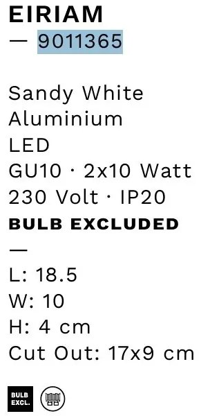 Corp incastrabil cu 2 spoturi directionabile EIRIAM, alb