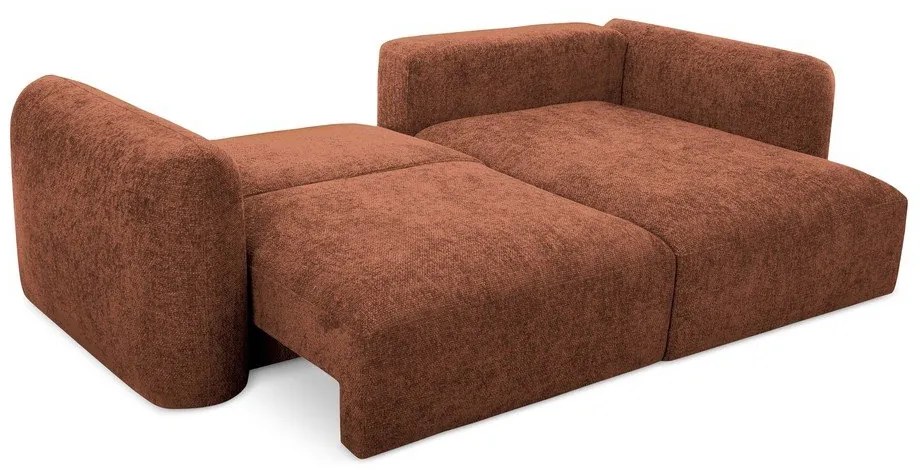 Colțar teracotă extensibil/cu spațiu de depozitare cu tapițerie din chenille (cu colț pe partea dreaptă/cu șezlong) Mele – Makamii