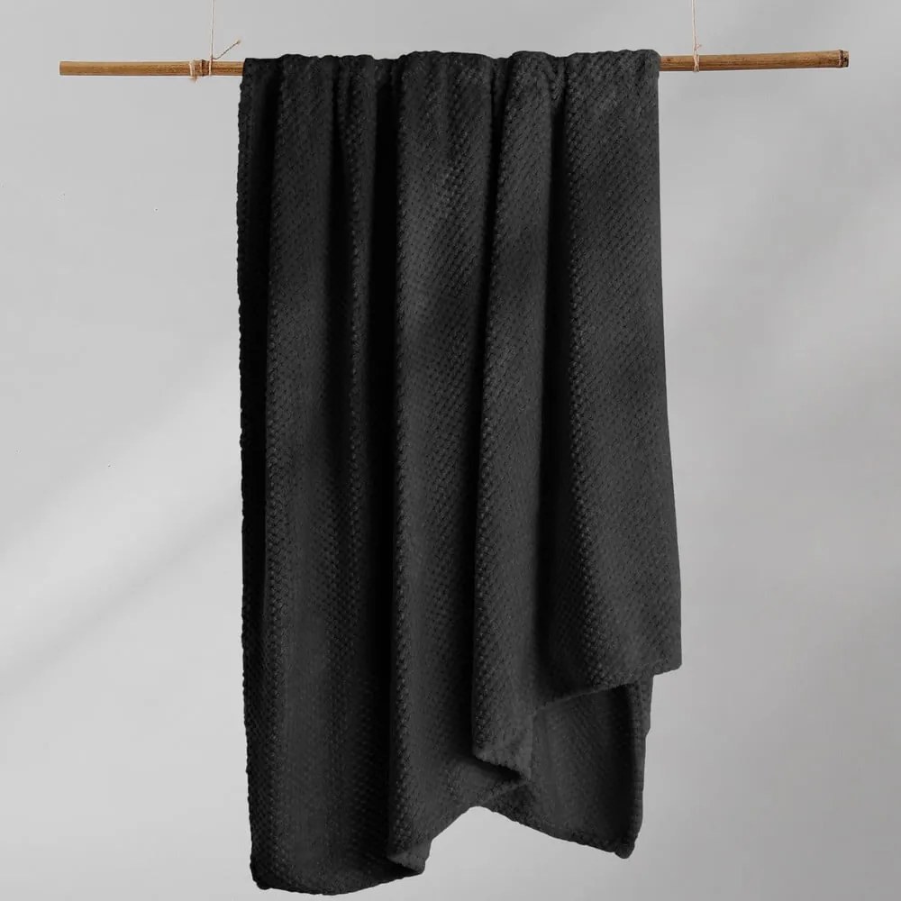 Pătură din microfibră DecoKing Henry, 70 x 150 cm, negru