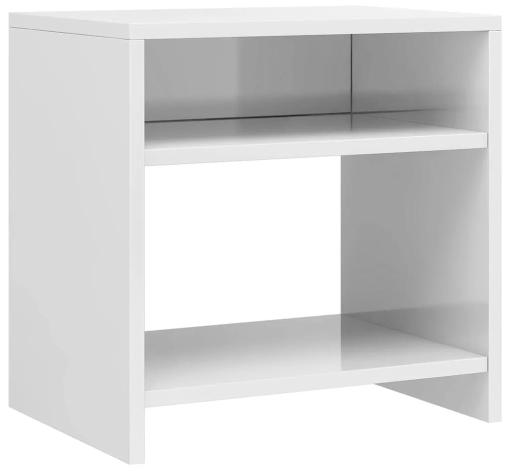 800021 vidaXL Noptieră, alb extralucios, 40x30x40 cm, lemn prelucrat
