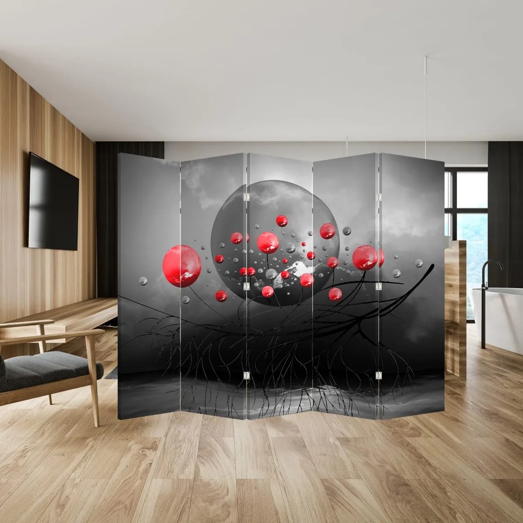 Paravan - Bile abstracte roșii (210x170 cm)