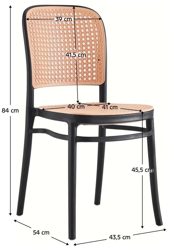 Scaun de sufragerie LENITO (Negru + Bej). 1091686