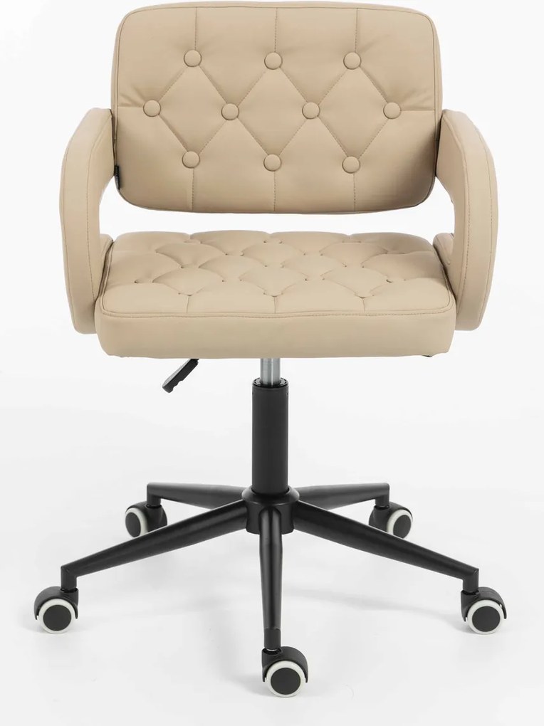 HR8403K Scaun Crem Piele Ecologica Premium Soft cu Bază Neagră