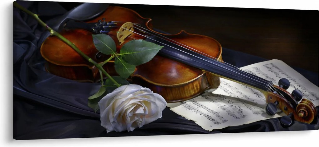 Tablou - Trandafiri și vioară (120x50 cm)