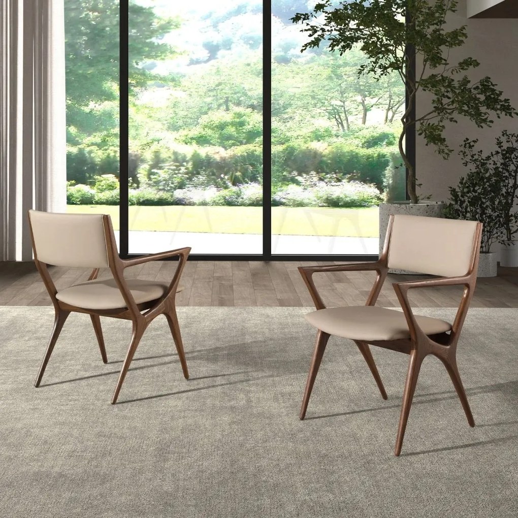 Scaun cu brate din lemn si piele sintetica Mink