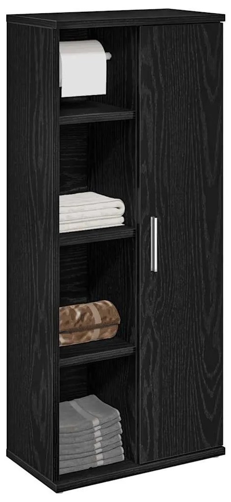 858525 vidaXL Dulap de baie cu suport role, negru, 39x22x90 cm