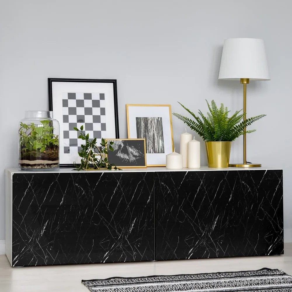 Autocolant pentru mobilier 200x60 cm Black and White Marble – Ambiance