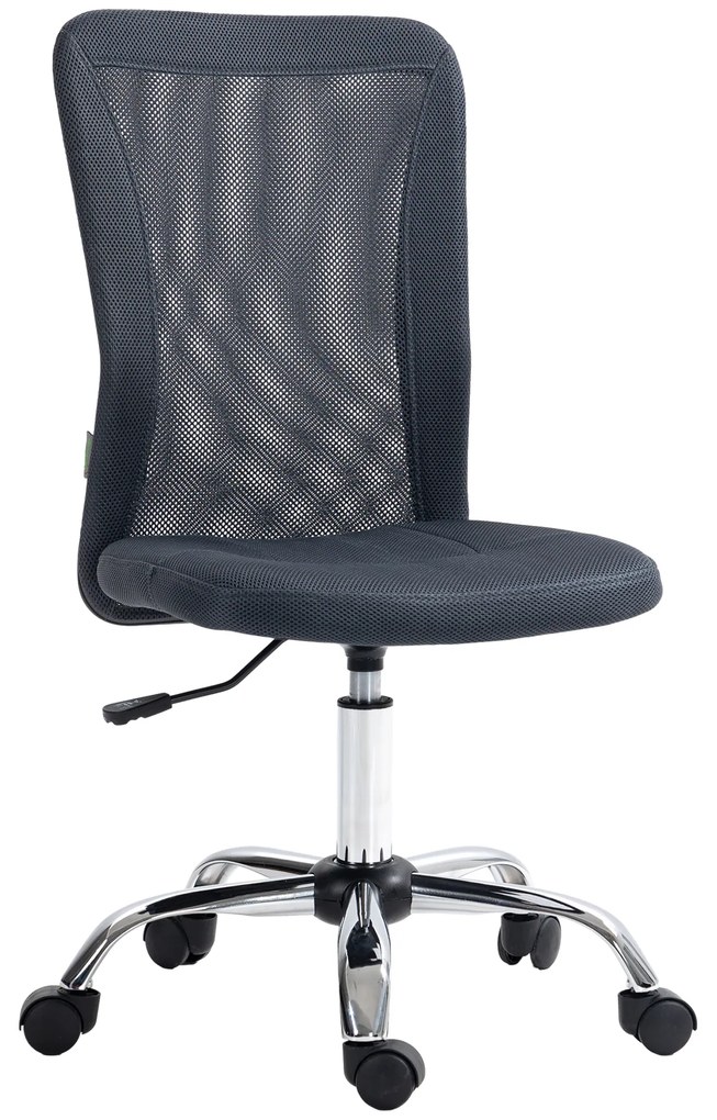 Vinsetto Scaun de birou ergonomic înălțime reglabilă picioare cromate pivotant 360° îmbrăcăminte plasă gri închis | Aosom Romania