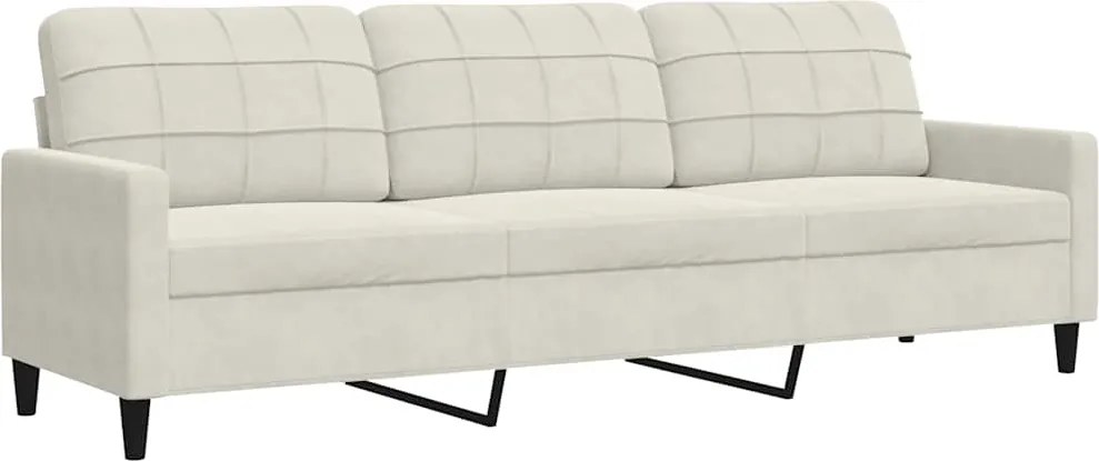 vidaXL Canapea cu 3 locuri, crem, 210 cm, material catifea