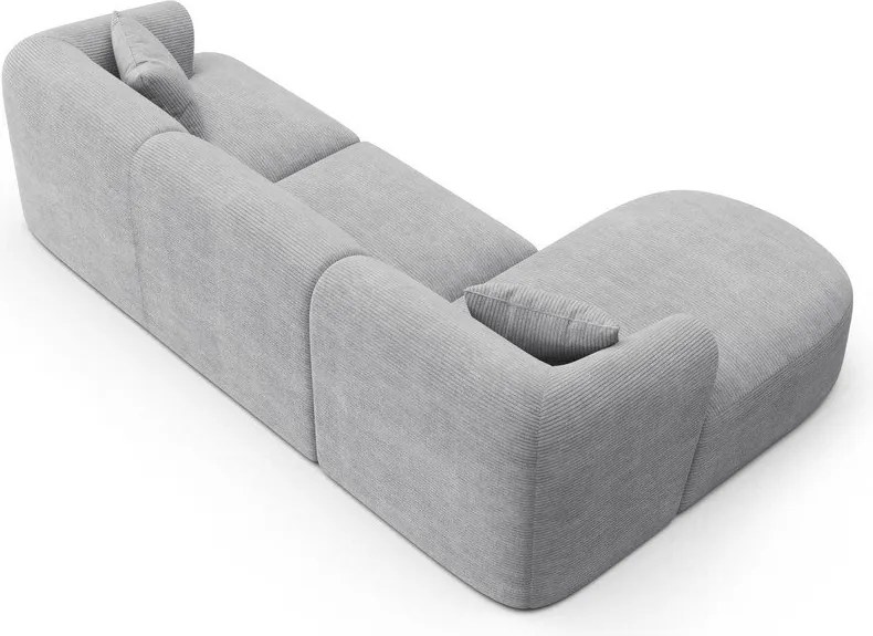 Colțar gri deschis cu tapițerie din catifea reiată (cu colț pe partea stângă/cu șezlong) Campi – Cosmopolitan Design