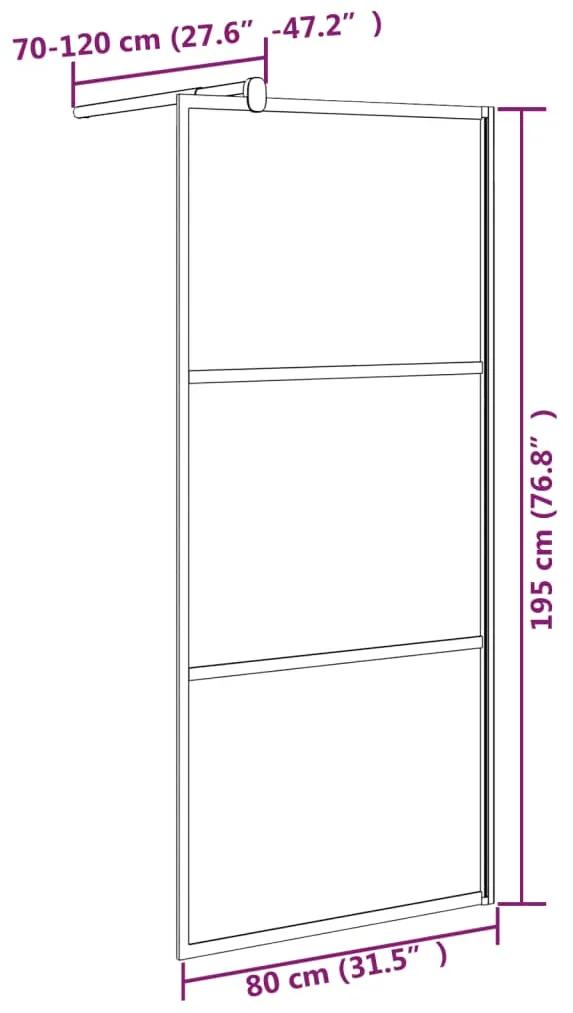 Perete cabina dus walk-in negru 80x195 cm Sticla ESG semi-mata Negru, 80 x 195 cm, jumatate mat