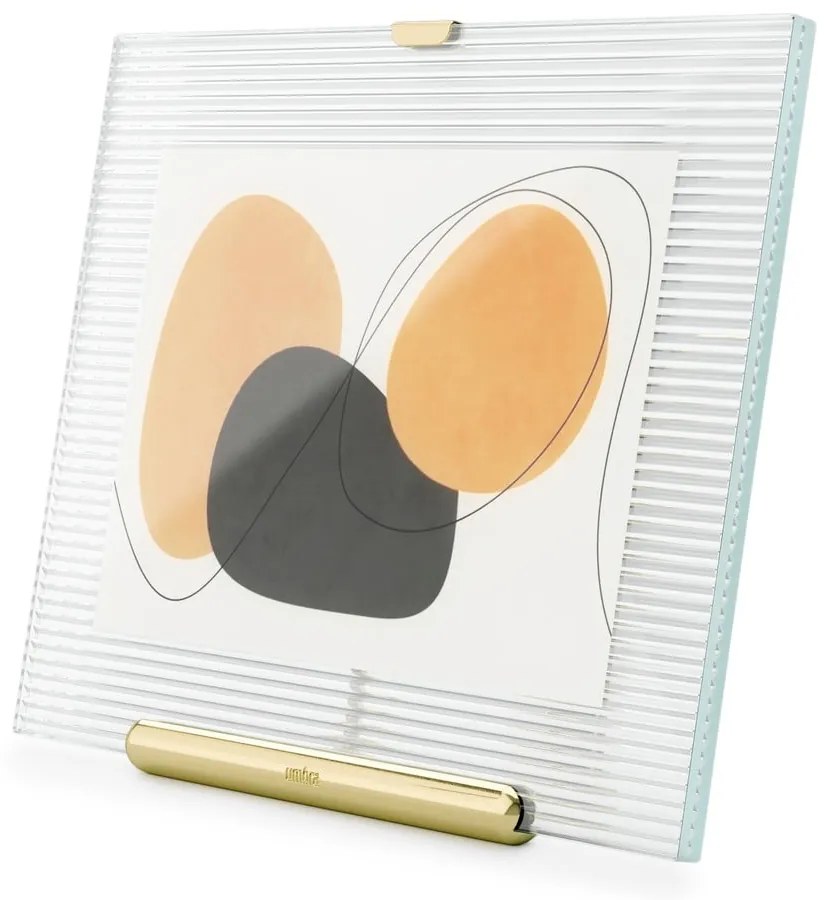Ramă foto aurie cu picior de susținere din sticlă 19x23 cm Flute – Umbra