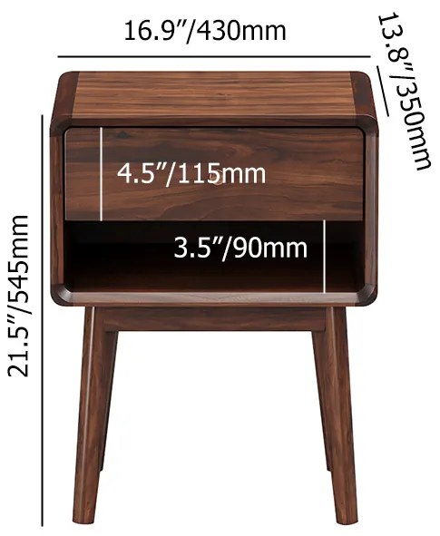 Noptieră Mid-Century nucă DEPRIMO 22050 - Accesoriul indispensabil pentru un dormitor sofisticat și practic în stilul Mid-Century by Deprimo