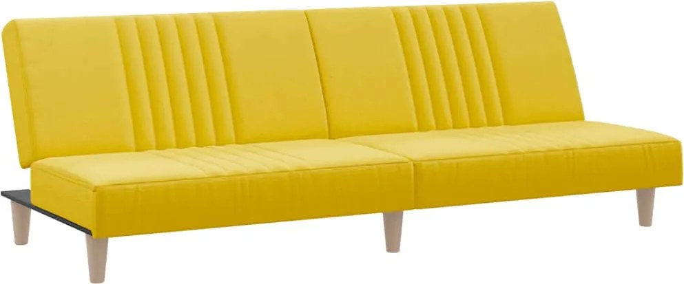 vidaXL Canapea extensibilă, galben deschis, material textil