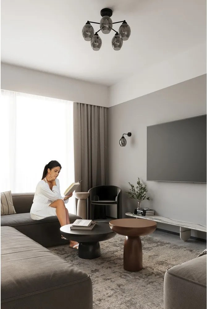 Plafonieră neagră cu abajur din sticlă 59x59 cm Garten – Sollux