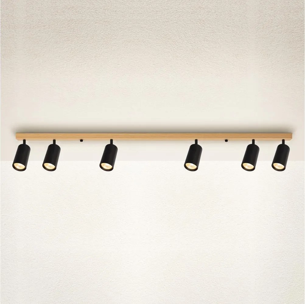 Brilagi - Plafonieră cu spoturi SELE 6xGU10/30W/230V negru/decor stejar