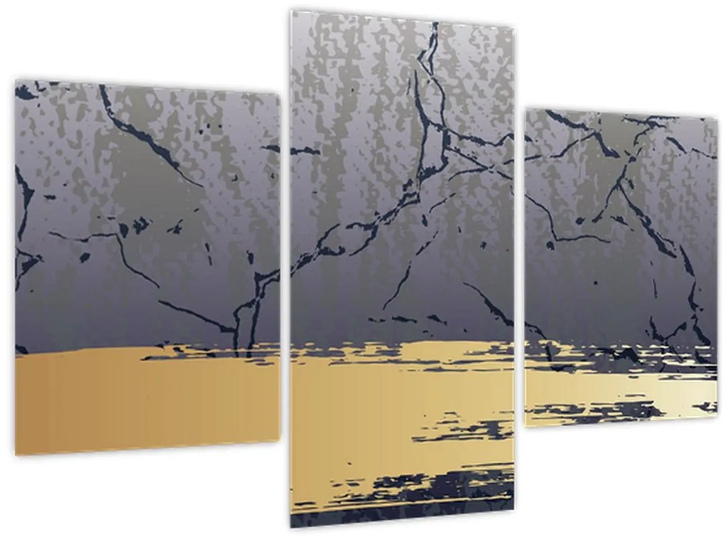 Tablou - Albastru și aur abstracție N⁰1 (90x60 cm)