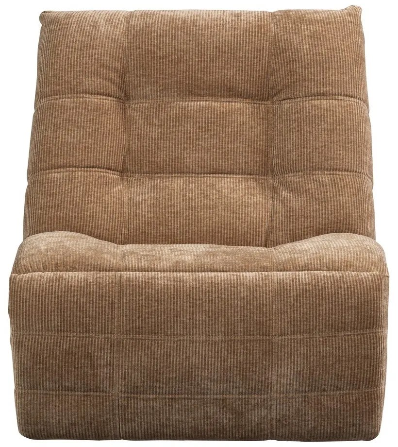 Fotoliu maro deschis reglabil de relaxare cu tapițerie din catifea reiată Hein – WOOOD