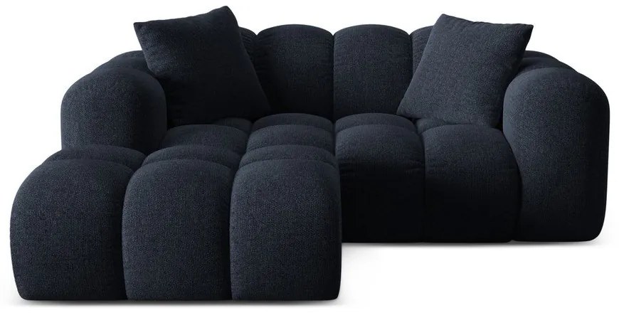 Colțar albastru închis cu tapițerie din chenille (cu colț pe partea stângă/cu șezlong) Treno – Cosmopolitan Design