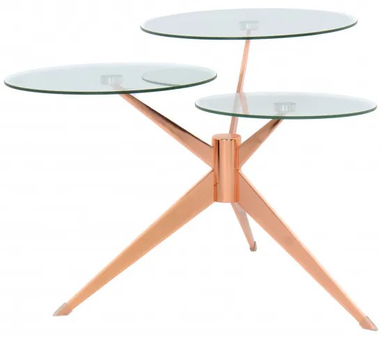 Masuta de cafea triplet rotunda din sticla 75x75x46 cm transparenta/Coral