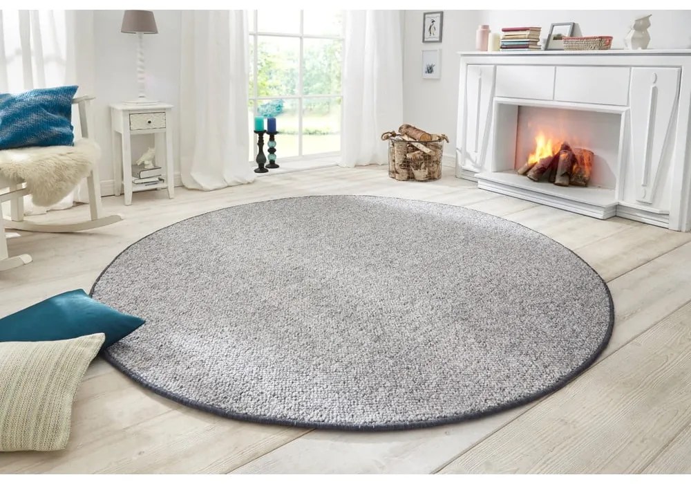 Covor gri rotund ø 133 cm Wolly – BT Carpet