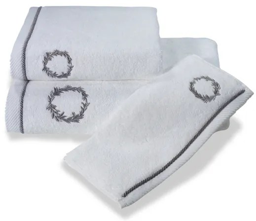 Set cadou prosop și prosop de corp SEHZADE, 2 buc Alb – Broderie argintie