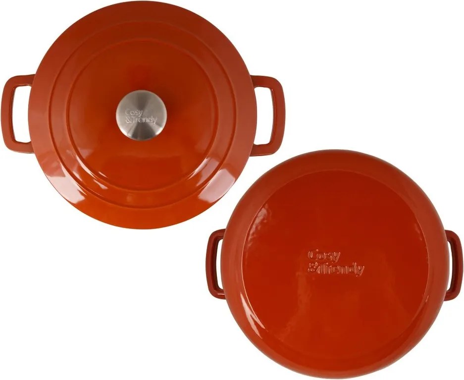 Oală fontă emailată cu capac 28 cm Ruginiu Fontestic Cosy &amp; Trendy 6241028