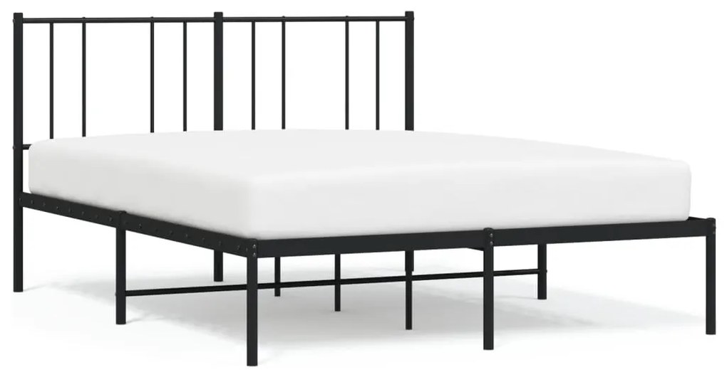 352483 vidaXL Cadru de pat metalic cu tăblie, negru, 160x200 cm