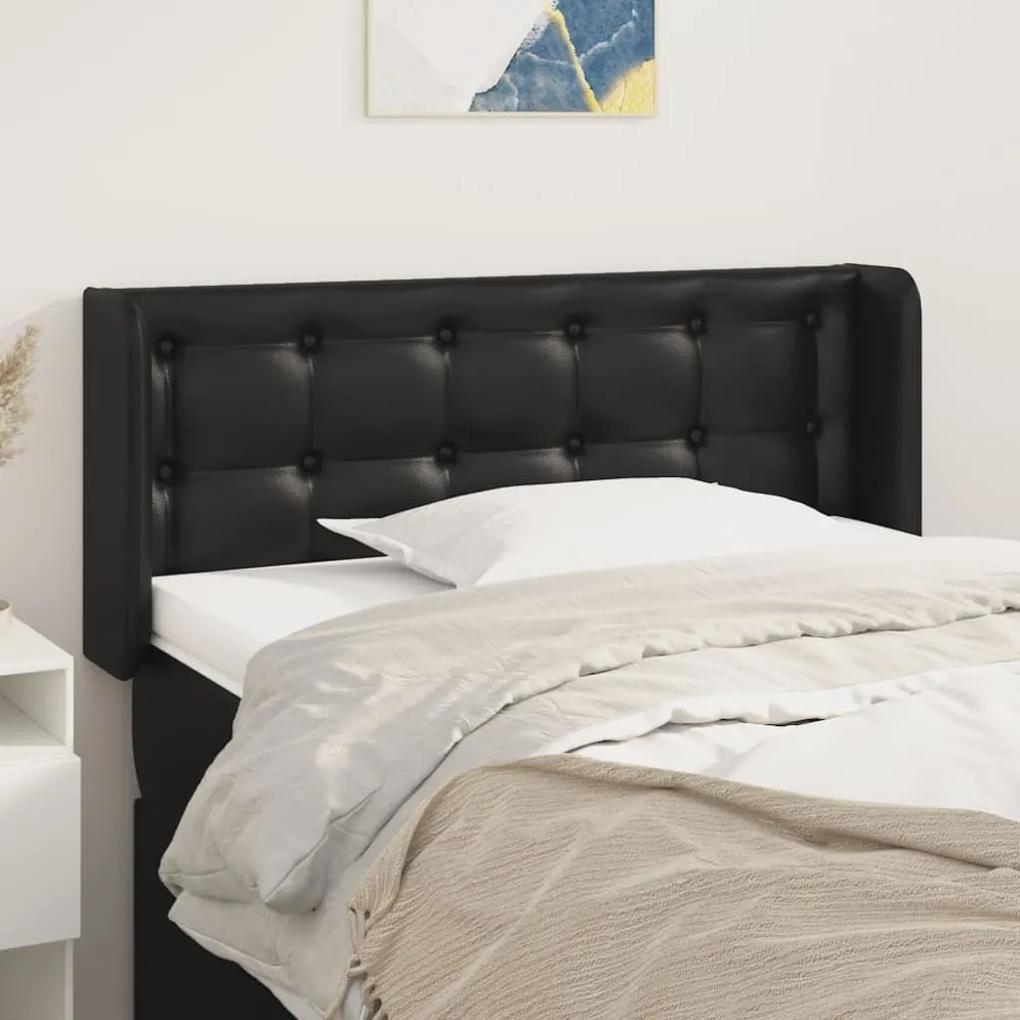 Tablie de pat cu aripioare negru 103x16x78 88cm piele ecologica 1, Negru, 103 x 16 x 78 88 cm