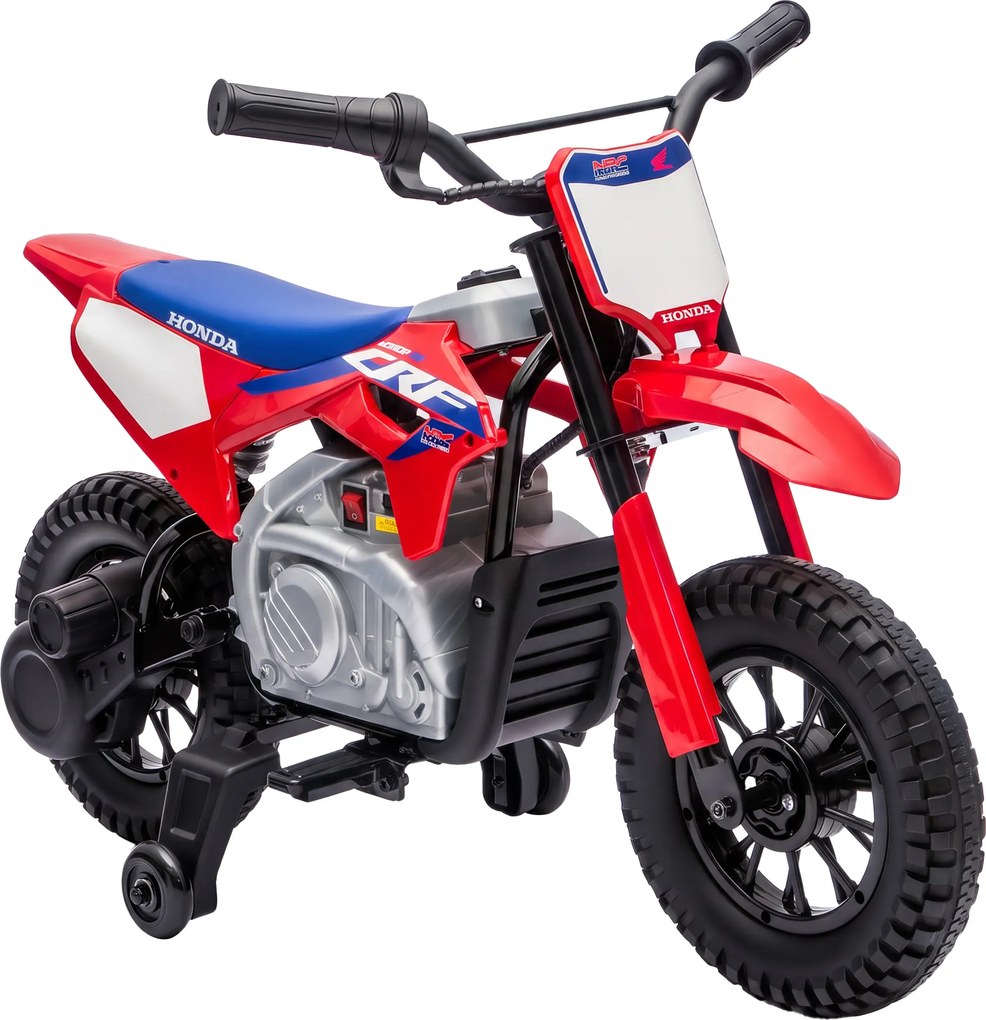 AIYAPLAY Motocicletă electrică pentru copii 3+ ani, Honda CRF 450R cu licență, 12 V, baterie cu litiu, suspensie, roșu | Aosom Romania