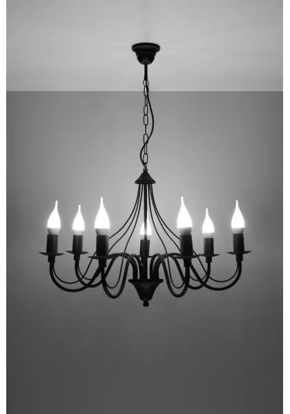 Lustră pe lanț MINERWA 7 7xE14/40W/230V negru