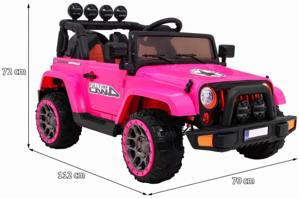 Masinuta Electrica cu acumulator pentru copii NOVOKIDS™ Full Time Jeep 4X4 PRO, Max 30 kg, 3-8 ani , Cu melodii si lumini,12V, 2 Viteze, 4 motoare,